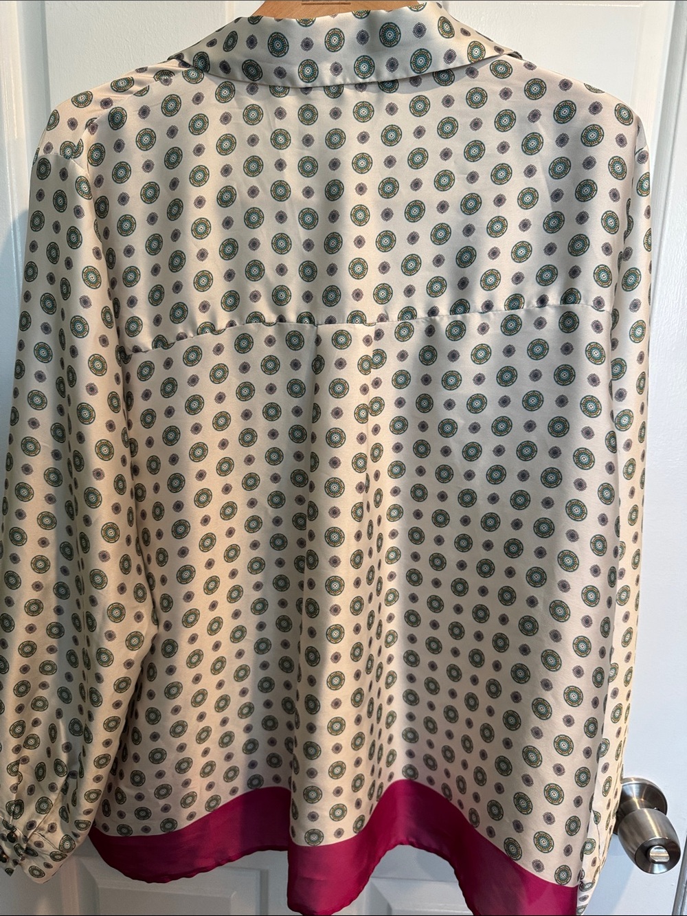 Zara Satin Printed Blouse with Pink Hem - Picture 4 of 4